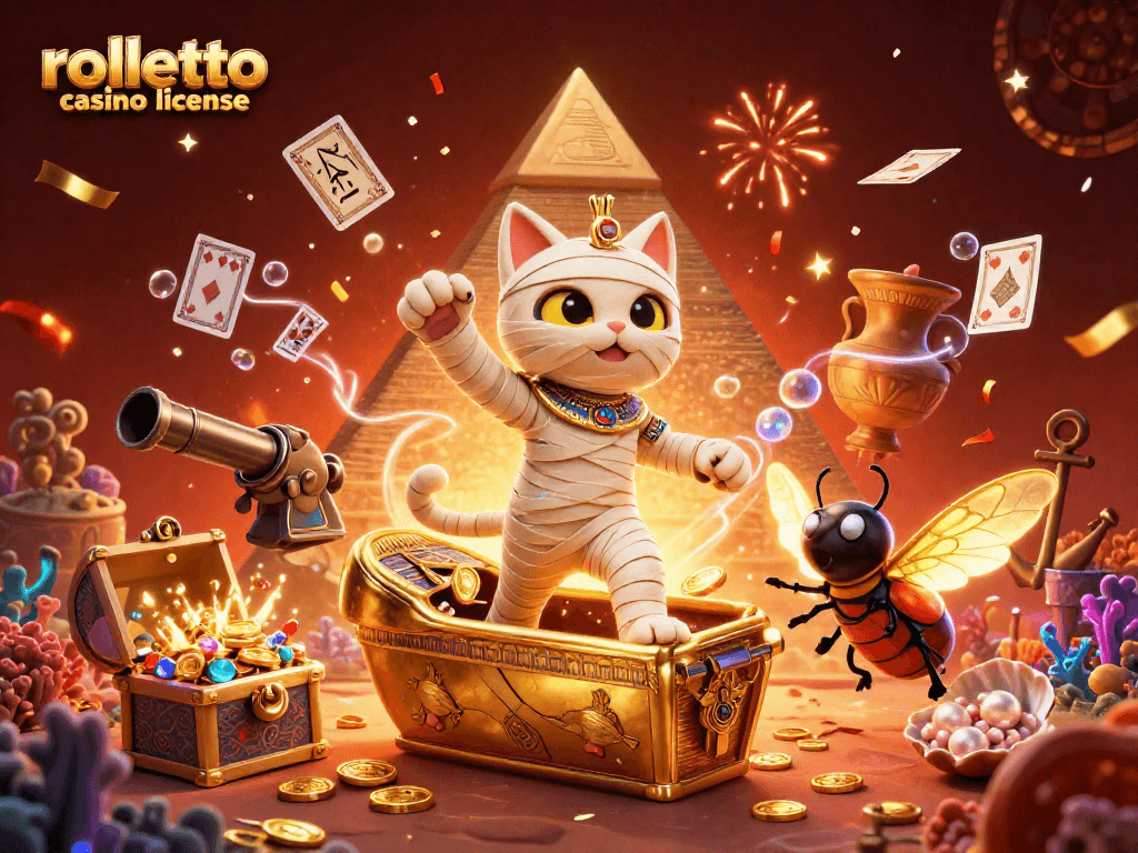 Les jeux au licence rolletto casino vous attendent avec des cartes hiéroglyphes et un chat momie.