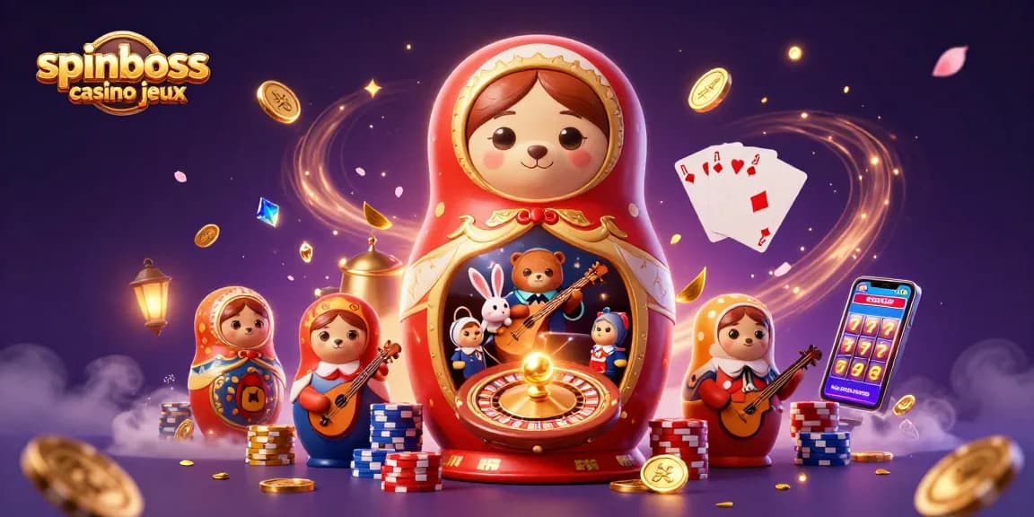 Jouer aux titres populaires de spinboss casino jeux avec une atmosphère festive remplie de couleurs et d'argent.