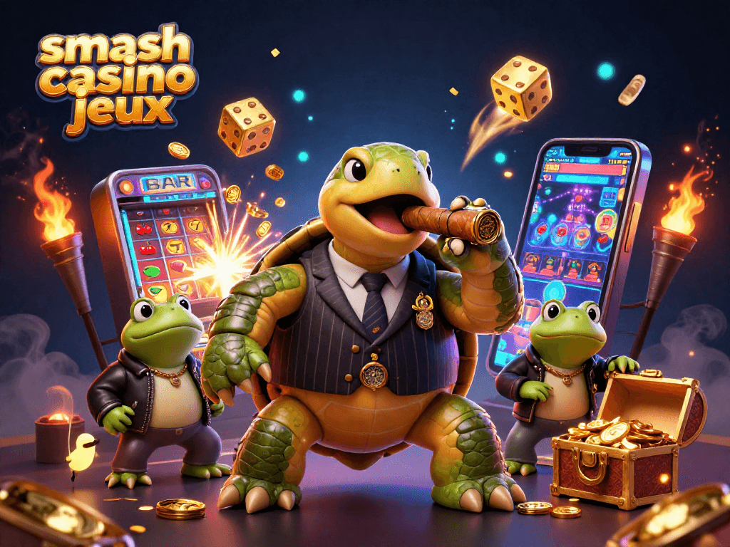 Plongez dans l'univers des jeux de smash casino avec cet exemple vibrant d'illustration 3D.