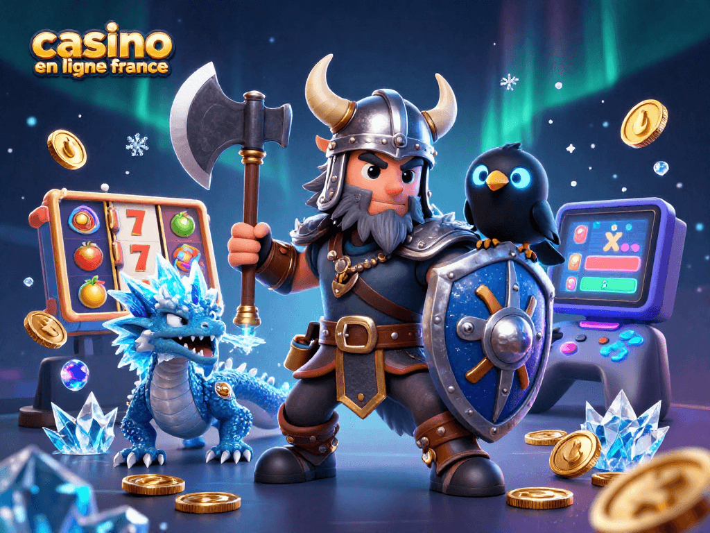 Casino en ligne France : Gagnez avec le guerrier viking et son dragon dans un monde de machines à sous.