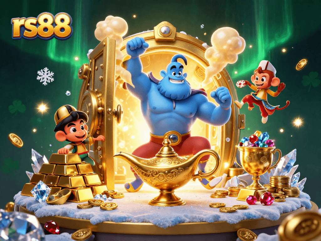 Experience rs88's thrilling 3D casino adventure with genies, treasures, and poker vibes!