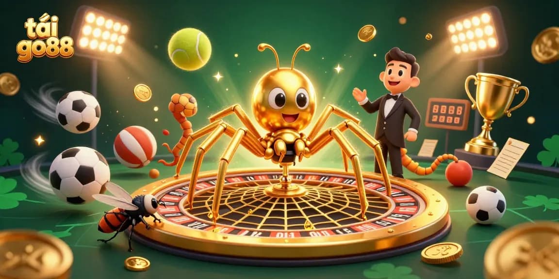 Spin your luck at tải go88 with a vibrant golden spider web roulette scene full of dynamic betting action.