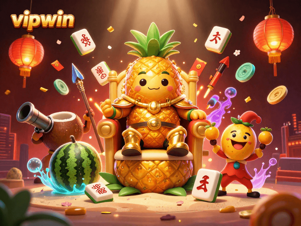 Experience thrilling gaming at vipwin with a vibrant 3D casino illustration featuring dynamic characters and elements.
