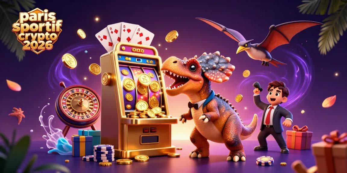 Experience the thrill of paris sportif crypto 2026 with casino characters winning jackpots and coins.