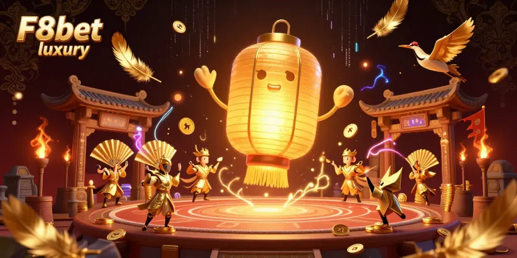 Engage the excitement of F8bet luxury with glowing spirits and golden elements in a vibrant casino scene.