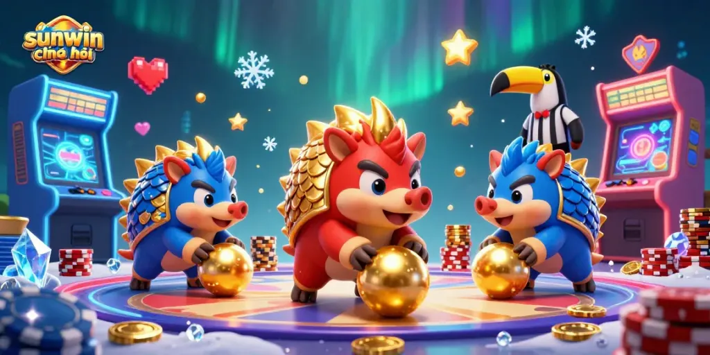 Engage in exciting gameplay at sunwin chính chủ with colorful pangolins and vibrant casino elements.