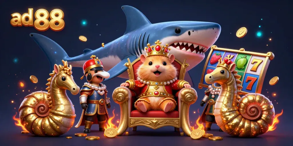 Spin the slots and join the adventures of ad 88 with a golden hamster king in a vibrant casino realm!