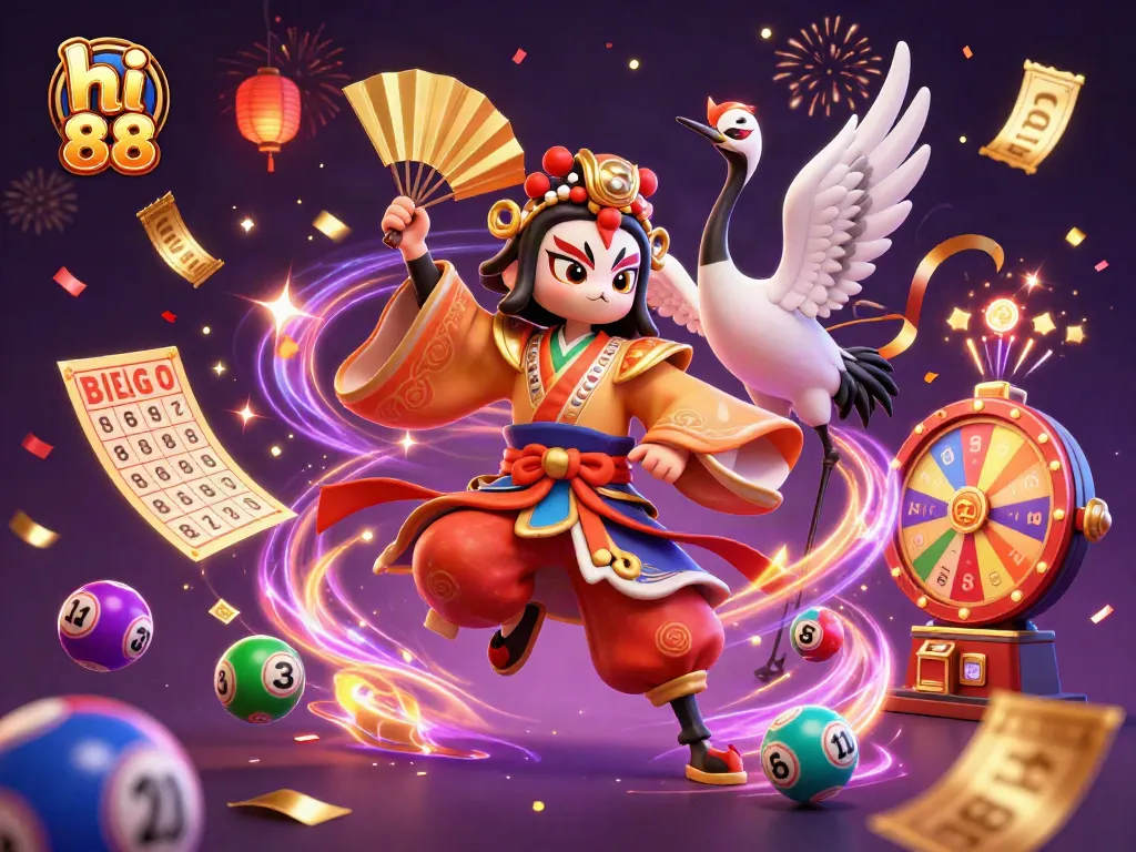 Engage with hi 88's vibrant lottery scene featuring kabuki and kitsune elements.