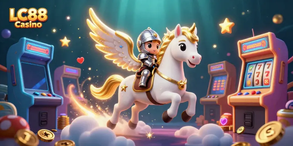 Experience excitement at LC88 Casino with vibrant 3D characters and colorful gaming elements.