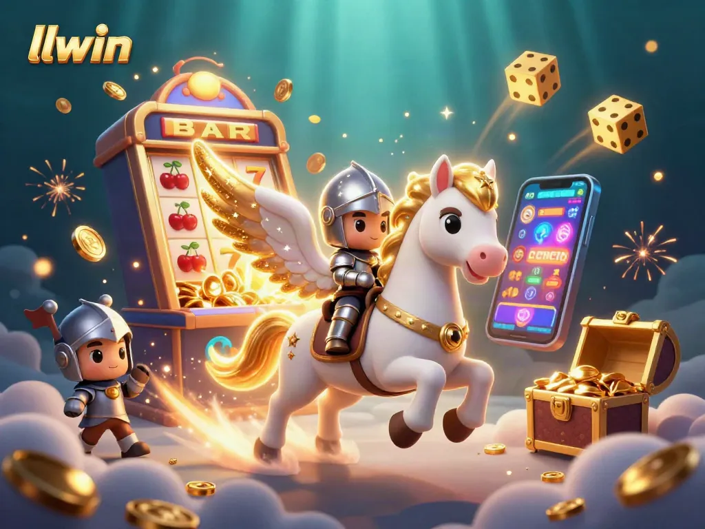 Win big at llwin with a dynamic 3D illustration showcasing thrilling jackpot excitement and vibrant casino action.