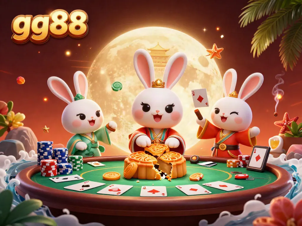 Experience the thrill of gg88 with a captivating moon rabbit theme showcasing poker elements.