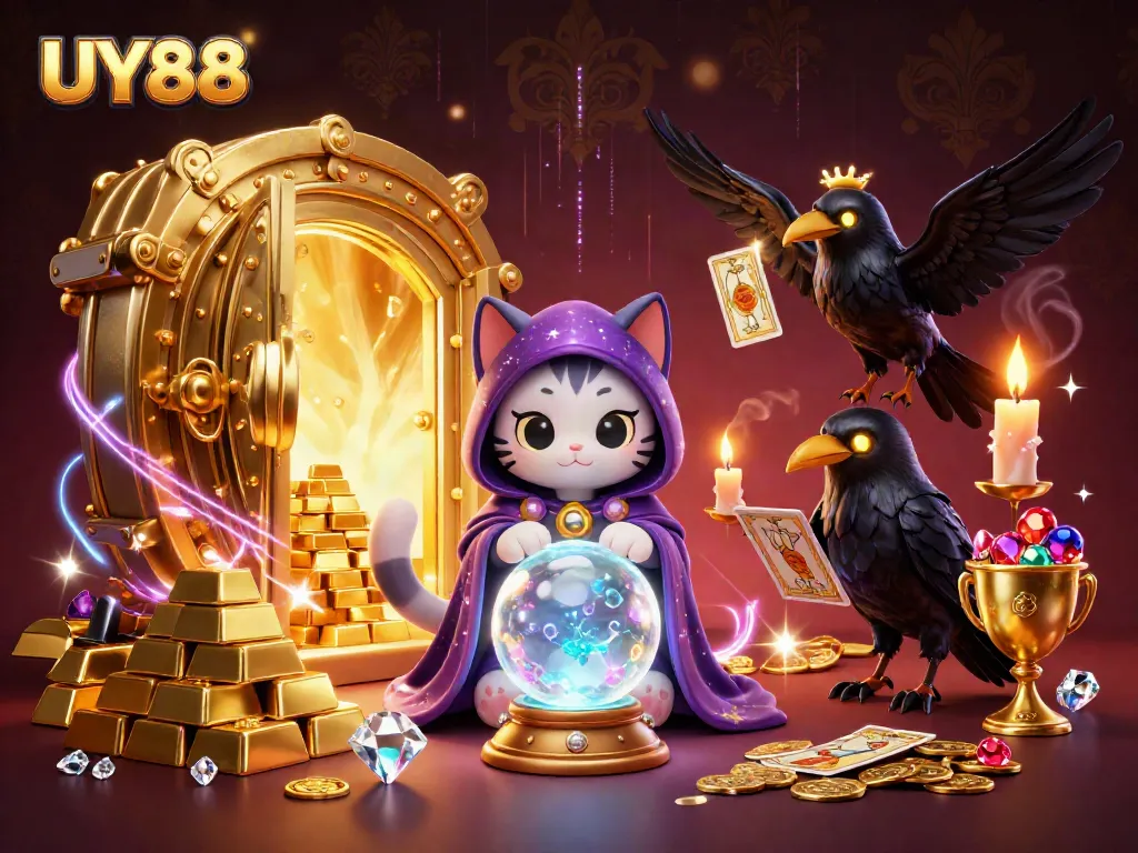 Experience the magic of UY88 with a 3D mystic scene filled with treasures and charismatic characters.