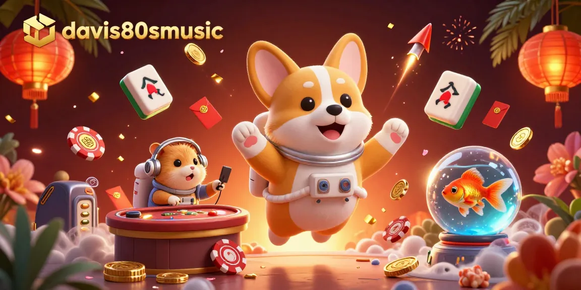 Engage with davis80smusic in a vibrant space casino scene, featuring floating coins and whimsical characters.